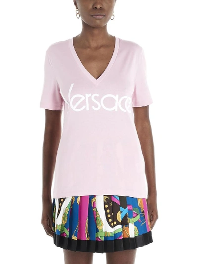 Shop Versace Logo Printed V In Pink