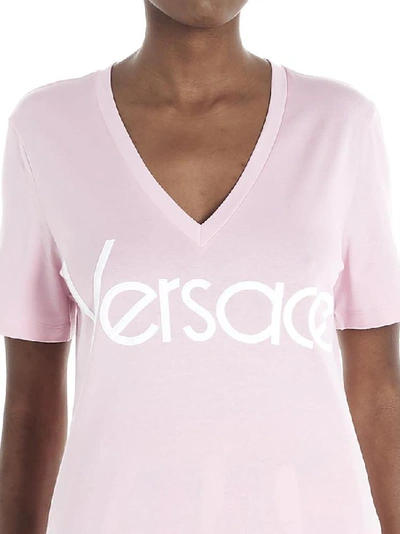 Shop Versace Logo Printed V In Pink