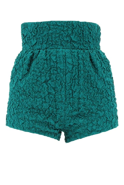 Shop Saint Laurent High Waist Shorts In Green