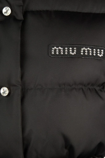 Shop Miu Miu Belted Puffer Down Jacket In Black