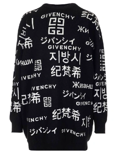 Shop Givenchy Oversized Logo Knitted Sweater In Black