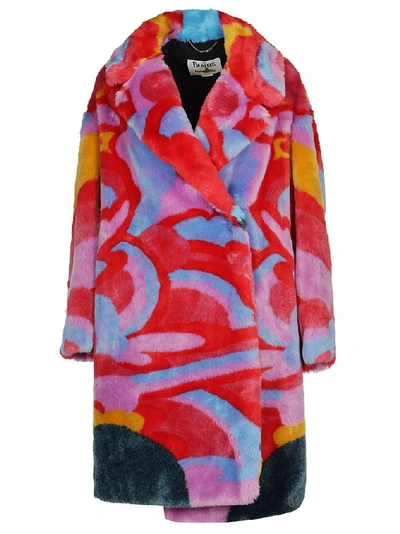 Shop Stella Mccartney All Together Now Graphic Printed Furry Coat In Multi