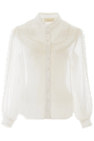 Shop Zimmermann Butterfly Embroidered Shirt In White