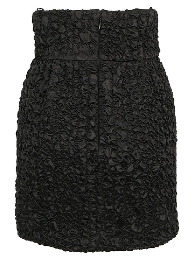 Shop Saint Laurent Smocked Mini Skirt In Black