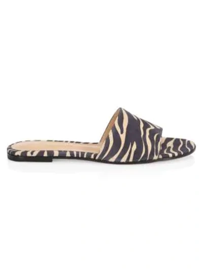 Shop Gianvito Rossi Flat Zebra-print Suede Sandals In Mousse