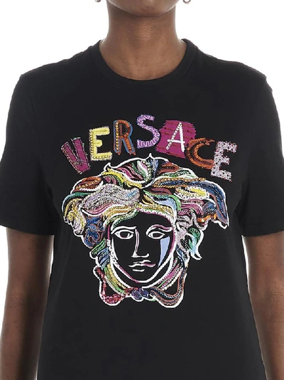 Shop Versace Medusa Logo T In Black