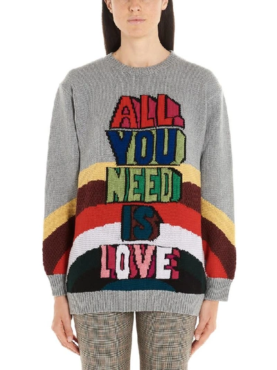 Shop Stella Mccartney All You Need Is Love Embroidered Sweater In Multi
