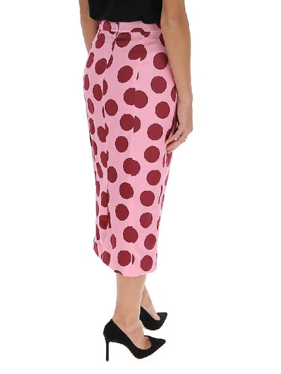 Shop Dolce & Gabbana Polka Dot Midi Skirt In Pink