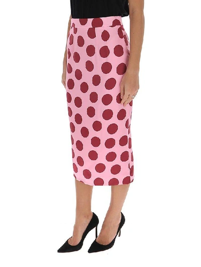 Shop Dolce & Gabbana Polka Dot Midi Skirt In Pink