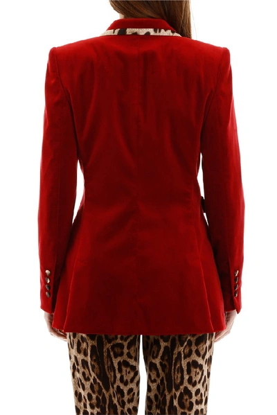 Shop Dolce & Gabbana Animal Printed Hem Blazer In Red