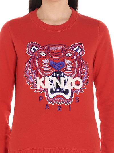 Shop Kenzo Tiger Logo Sweatshirt In Red