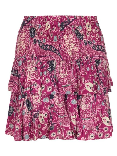 Shop Isabel Marant Étoile Printed Ruffle Mini Skirt In Pink