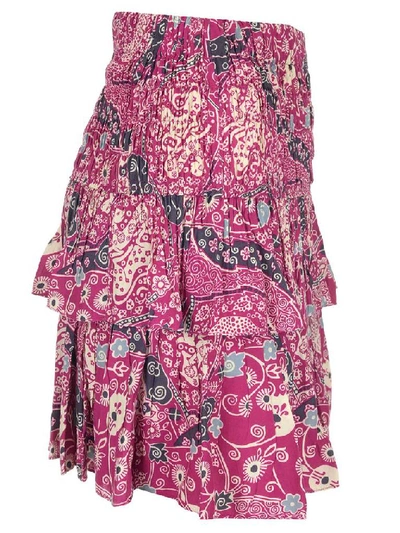 Shop Isabel Marant Étoile Printed Ruffle Mini Skirt In Pink