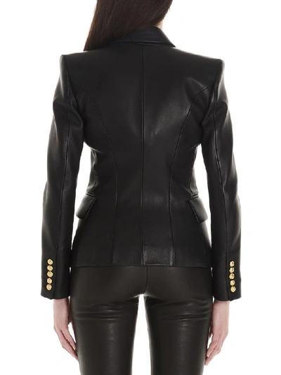 Shop Balmain Double Breasted Blazer In Black