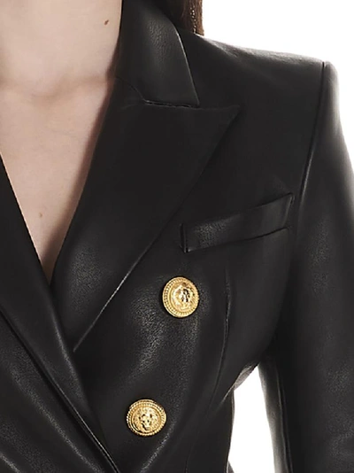 Shop Balmain Double Breasted Blazer In Black