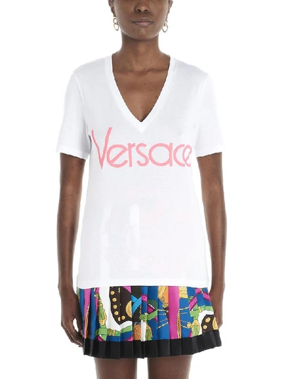 Shop Versace Logo Printed V In White