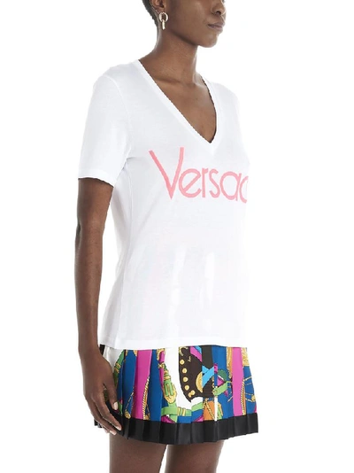 Shop Versace Logo Printed V In White