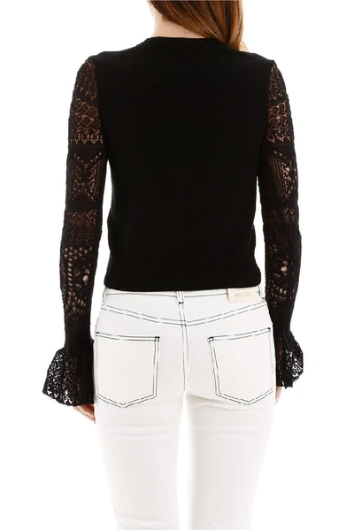 Shop Alexander Mcqueen Lace Sleeved Pullover In Black