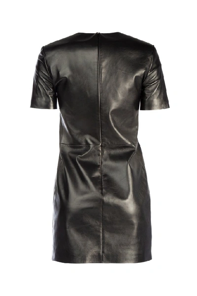 Shop Saint Laurent Leather Mini Dress In Black