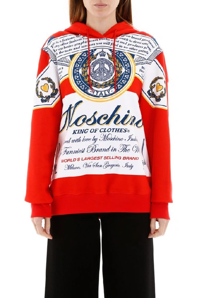 Shop Moschino X Budweiser Graphic Printed Hoodie In Red