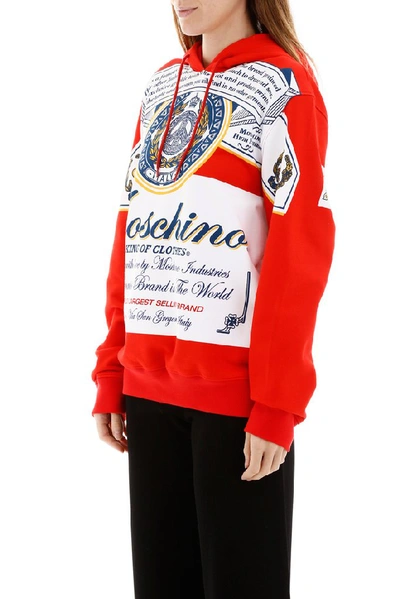 Shop Moschino X Budweiser Graphic Printed Hoodie In Red