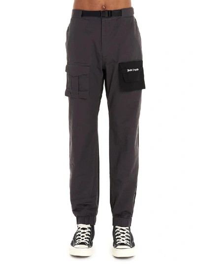 Shop Palm Angels Pocket Detailed Cargo Pants In Grey