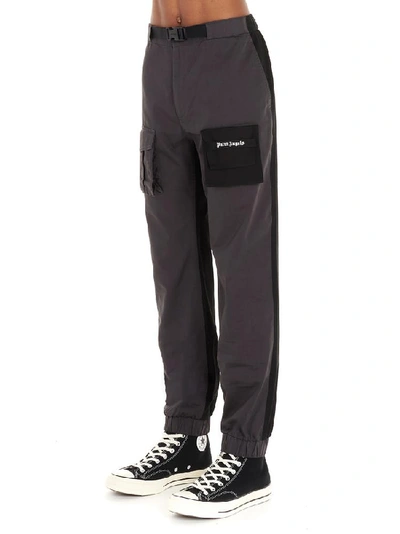 Shop Palm Angels Pocket Detailed Cargo Pants In Grey