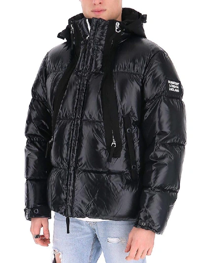 Shop Burberry Hooded Puffer Jacket In Black