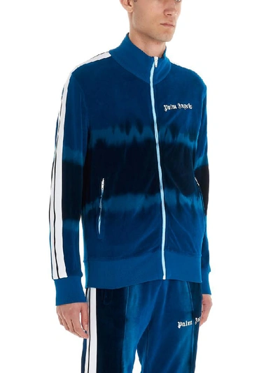 Shop Palm Angels Tie Dye Logo Track Jacket In Blue