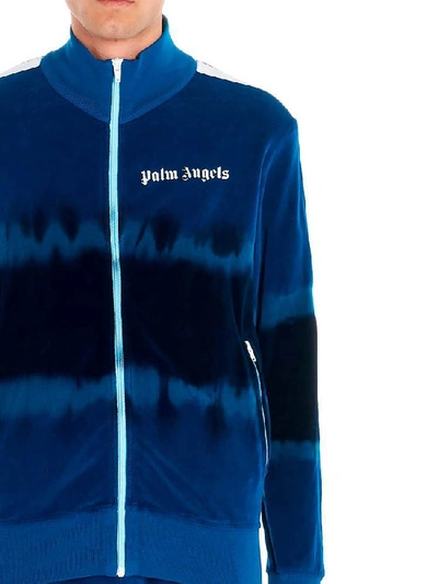 Shop Palm Angels Tie Dye Logo Track Jacket In Blue