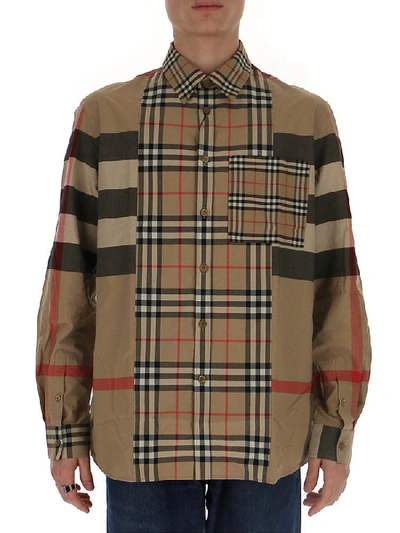 Shop Burberry Check Patchwork Shirt In Multi