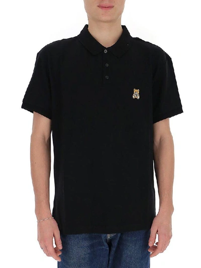 Shop Moschino Teddy Patch Polo Shirt In Black