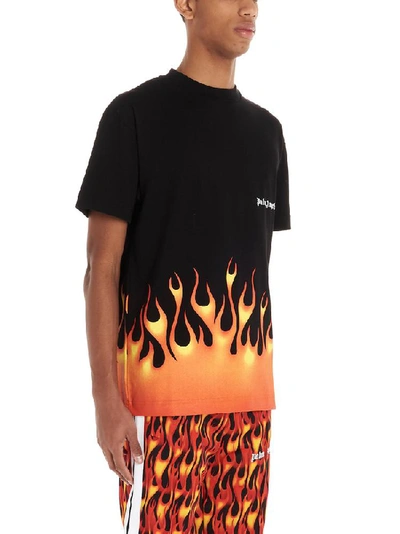 Shop Palm Angels Flame Logo Printed T-shirt In Black