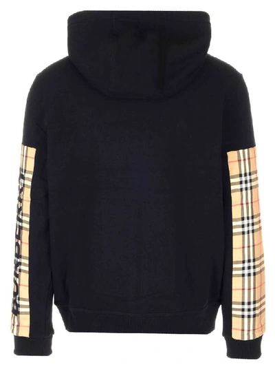 Shop Burberry Zipped Vintage Check Detail Hoodie In Black