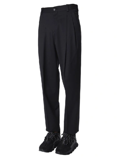 Shop Versace High Waist Trousers In Black