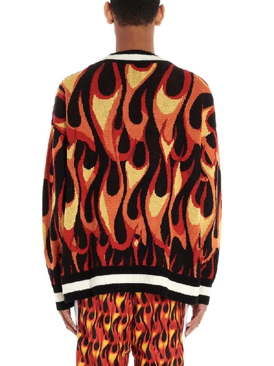 Shop Palm Angels Flames Cardigan In Multi