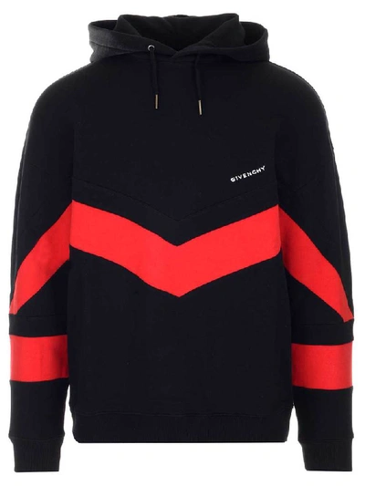 Shop Givenchy Contrast Striped Hoodie In Black