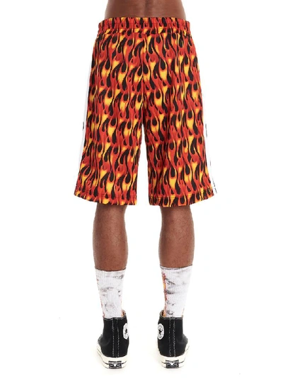 Shop Palm Angels Flames Printed Track Shorts In Multi