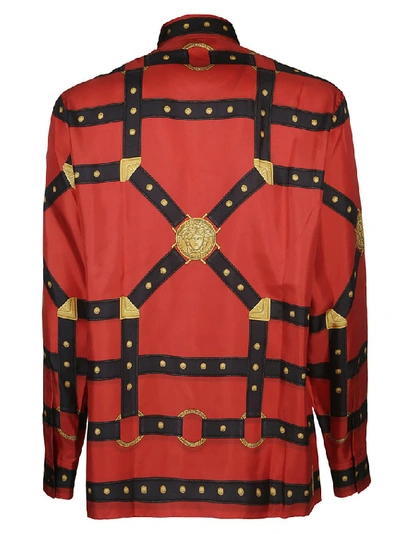 Shop Versace Bondage Print Shirt In Red