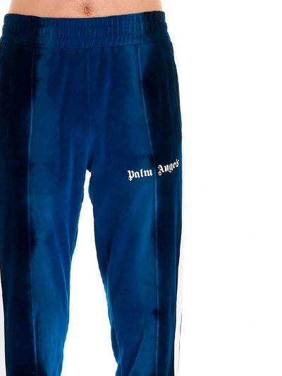 Shop Palm Angels Tie Dye Logo Track Pants In Blue