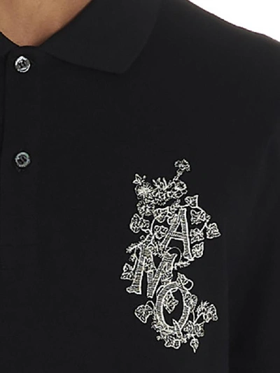 Shop Alexander Mcqueen Logo Embroidered Polo Shirt In Black