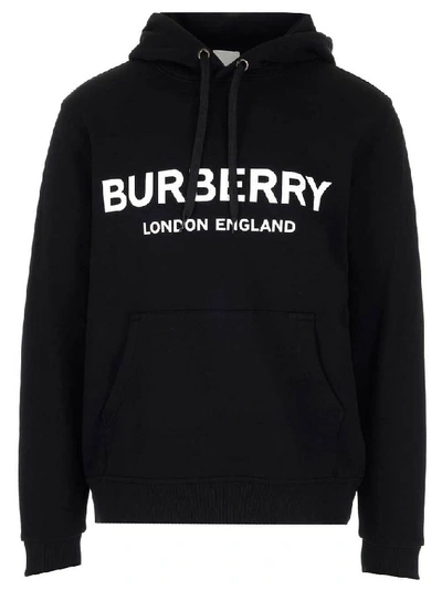 Shop Burberry Logo Print Hoodie In Black
