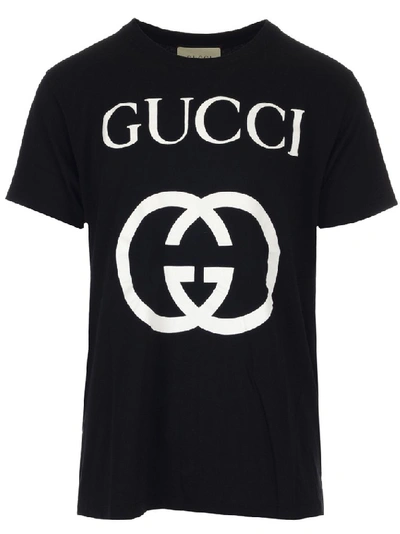 Shop Gucci Logo Print T In Black