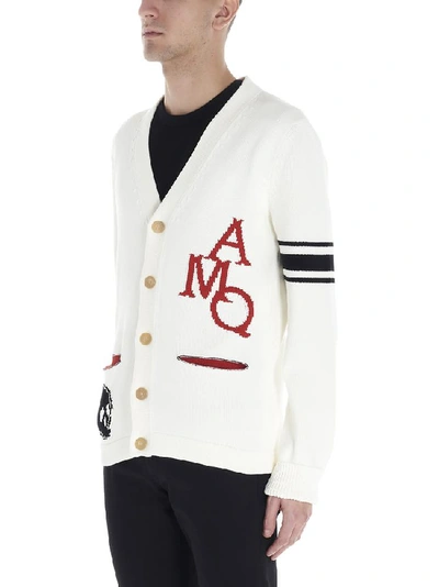 Shop Alexander Mcqueen Jacquard Logo Cardigan In White