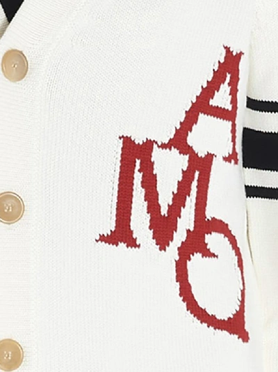 Shop Alexander Mcqueen Jacquard Logo Cardigan In White