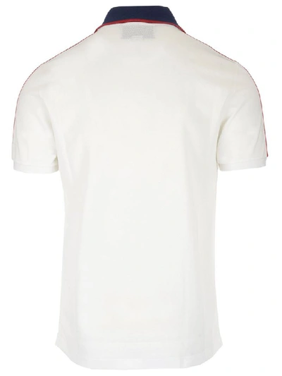 Shop Gucci Logo Ribbon Polo Shirt In White