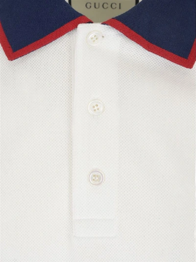 Shop Gucci Logo Ribbon Polo Shirt In White