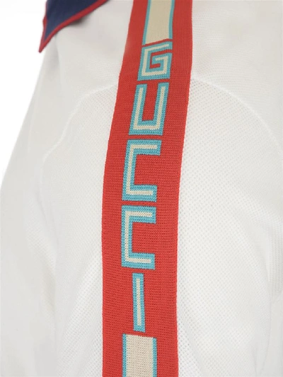 Shop Gucci Logo Ribbon Polo Shirt In White