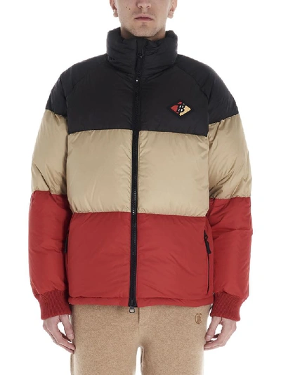 Shop Burberry Logo Colour Block Puffer Jacket In Multi