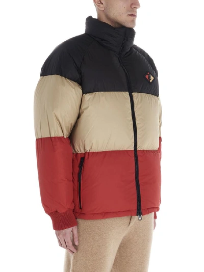 Shop Burberry Logo Colour Block Puffer Jacket In Multi